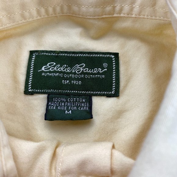 Eddie Bauer Shirt Men Medium M Yellow Button Down Short Sleeve Casual Pocket - Picture 4 of 12